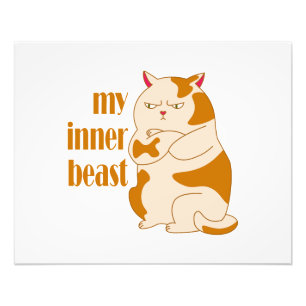 My inner beast lazy fat cat motivational quote photo print