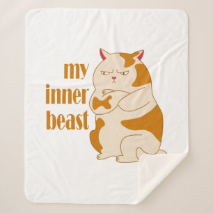 My inner beast lazy fat cat motivational quote sherpa blanket
