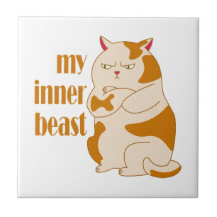 My inner beast lazy fat cat motivational quote tile