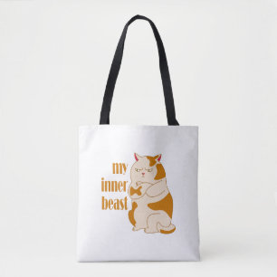 My inner beast lazy fat cat motivational quote tote bag