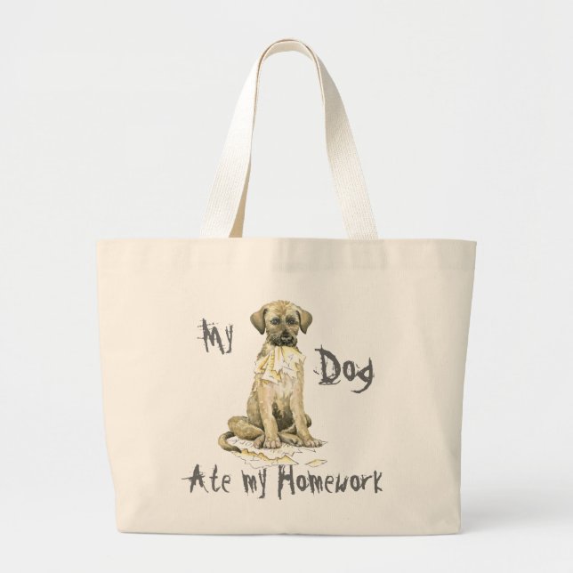 My Irish Wolfhound Ate my Homework Large Tote Bag (Front)