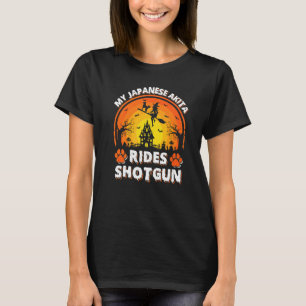 My Japanese Akita Dog Ride Witch Shotgun Halloween T-Shirt