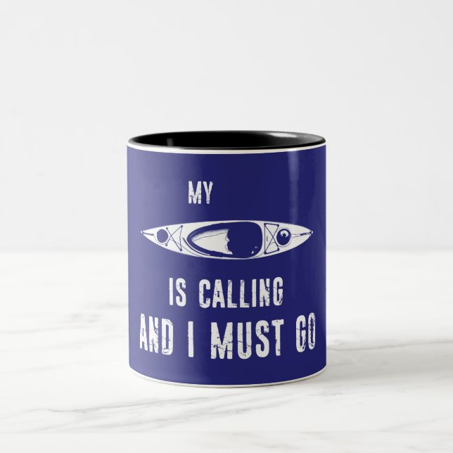 My Kayak Is Calling And I Must Go Two-Tone Coffee Mug (Center)