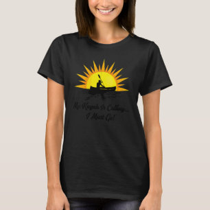 My Kayak Is Calling I Must Go Retro Sunset Kayakin T-Shirt
