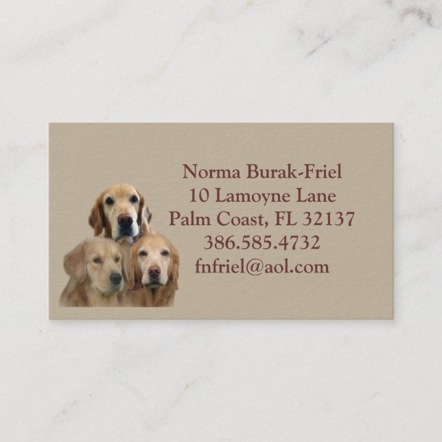 My Kids Have 4 Legs Business Card 2012 (Front)