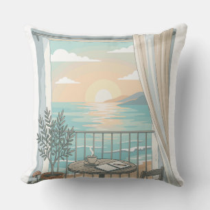 My Kind Of Morning Cosy Coffee Sunrise Balcony Cushion