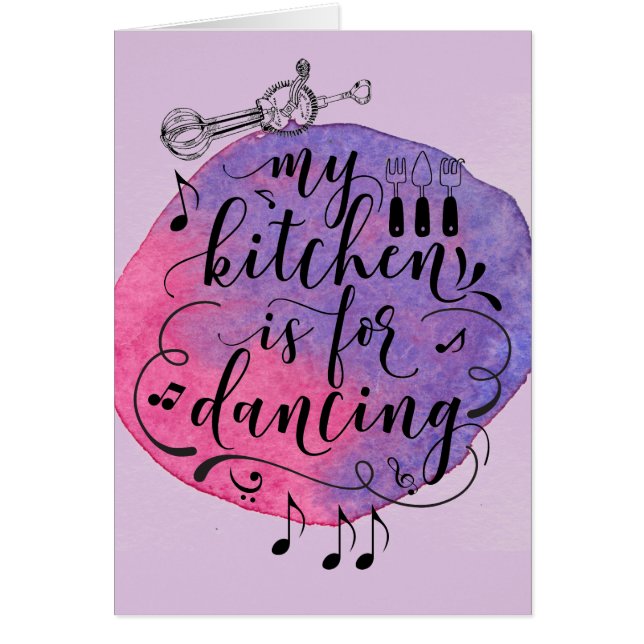 My Kitchen is for Dancing Purple Blank Inside Card (Front)