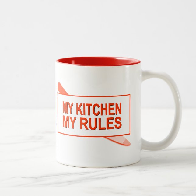 My Kitchen. My Rules. Fun Design for Kitchen Boss Two-Tone Coffee Mug (Right)