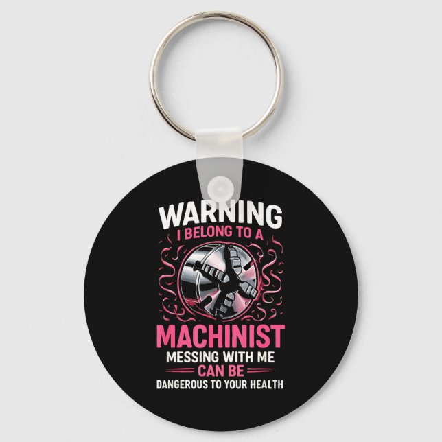 My Knight In Machinist Wife Girlfriend Funny Anniv Key Ring (Front)