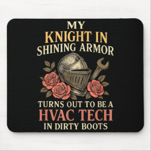 My Knight In Shining Funny Hvac Tech Wife Women Gi Mouse Pad