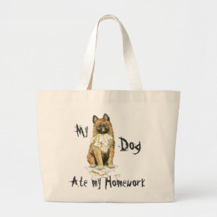 My Laekenois Ate My Homework Large Tote Bag