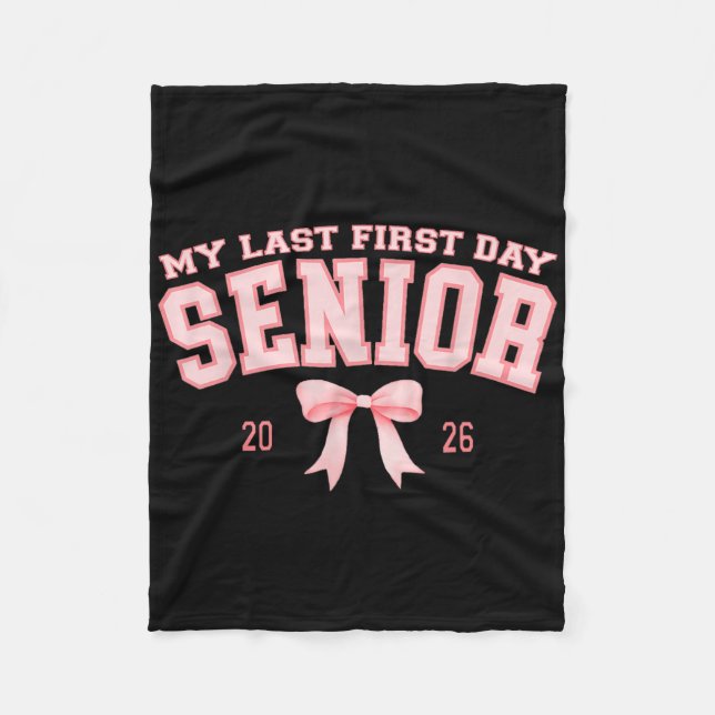 My Last First Day Senior 2026 Retro Groovy Tie Dye Fleece Blanket (Front)
