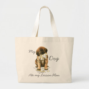 My Leonberger Ate My Lesson Plan Large Tote Bag