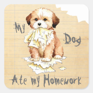 My Lhasa Apso Ate my Homework Square Sticker