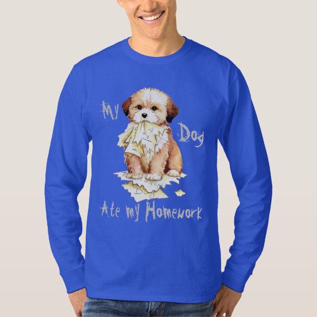 My Lhasa Apso Ate My Homework T-Shirt (Front)