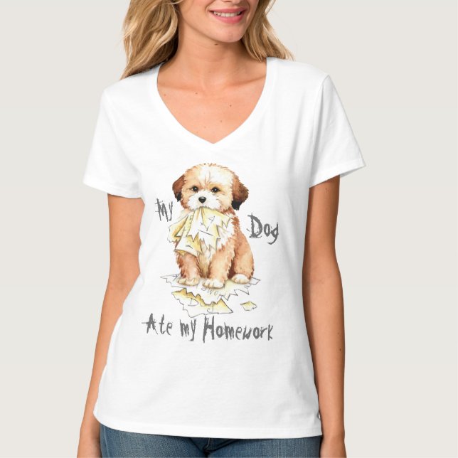 My Lhasa Apso Ate My Homework T-Shirt (Front)