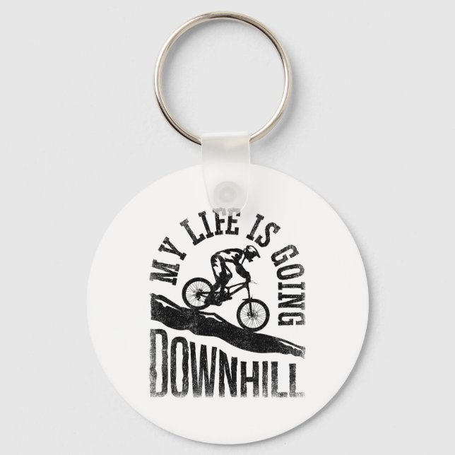 My Life Is Going Downhill Mountain Biking Bicycle  Key Ring (Front)