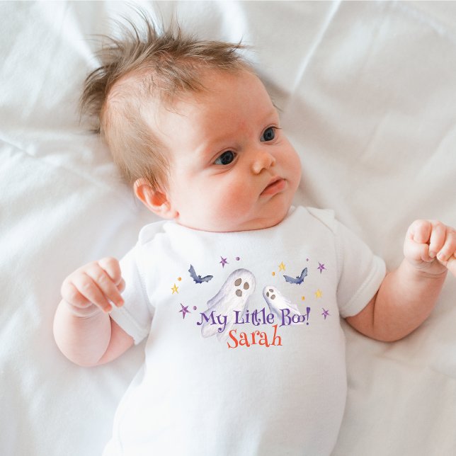 My Little Boo Baby Shower Halloween  Baby Bodysuit (little boo Halloween baby bodysuit, Cute ghost, purple)