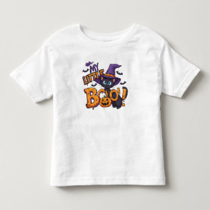 My Little Boo Cute Halloween Cat in Witch Hat Toddler T-Shirt