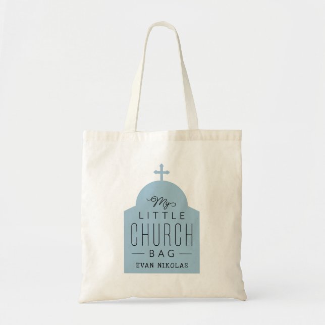 My little church bag cute blue Orthodox dome tote (Front)