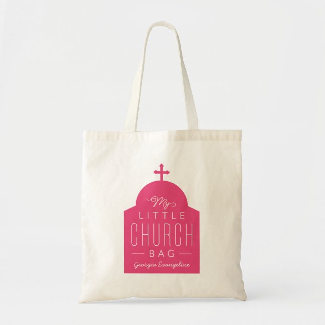 My little church cute dark pink Orthodox dome Tote Bag (Front)