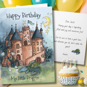My Little Dragon Birthday Card   Whimsical Castle 