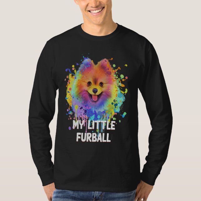 My Little Furball Funny Pomeranian Humor Pom Pom A T-Shirt (Front)