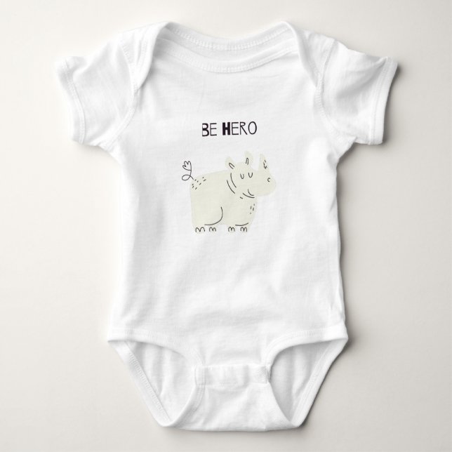 My Little Hippo Hero Baby Bodysuit (Front)