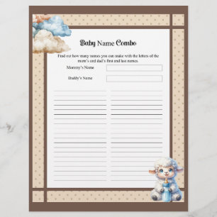 My Little Lamb_ Baby Name Combo Shower game Custom Letterhead