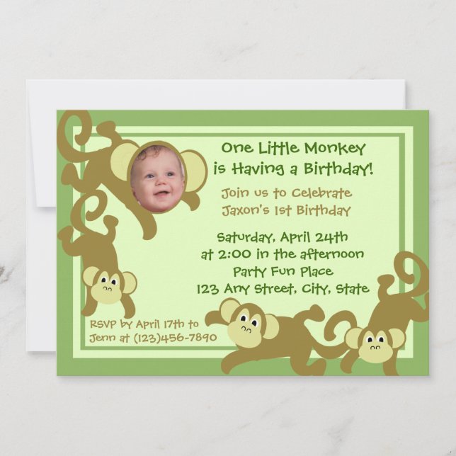 My Little Monkey Invitation (Front)