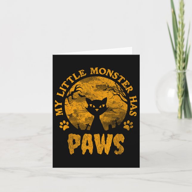 My Little Monster Has Paws Spooky Cat  Card (Front)