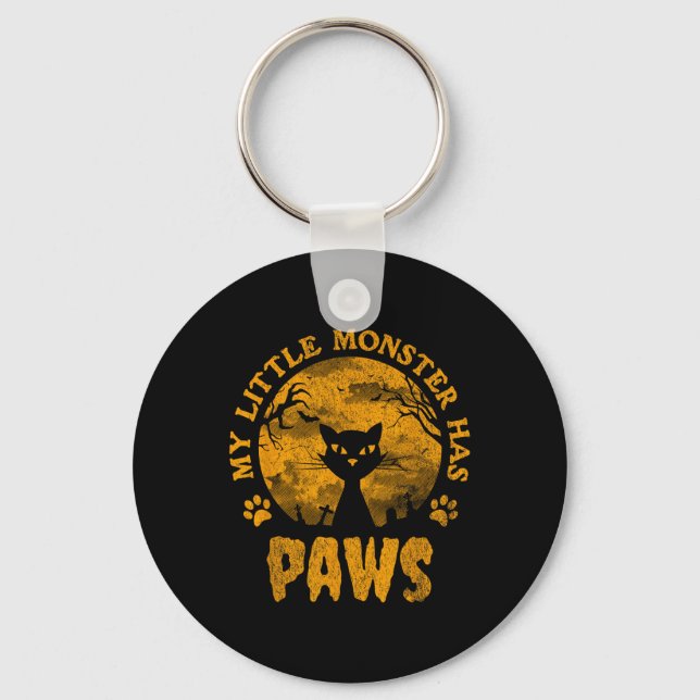 My Little Monster Has Paws Spooky Cat  Key Ring (Front)