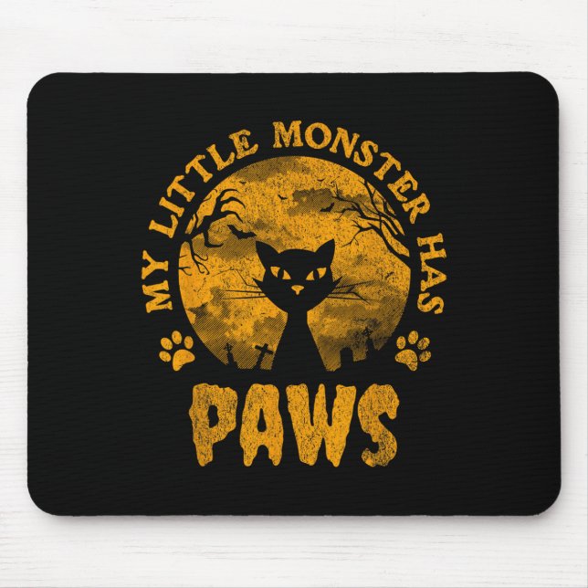 My Little Monster Has Paws Spooky Cat  Mouse Pad (Front)