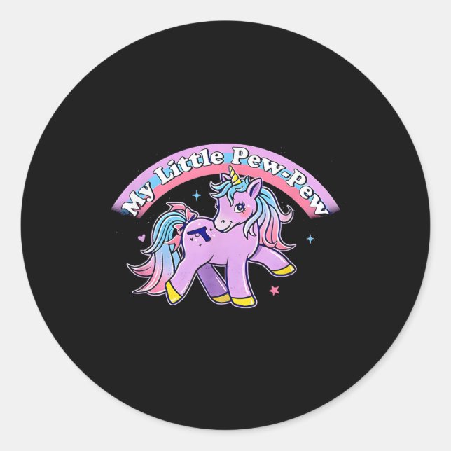 My Little Pew-pew Unicorn  Classic Round Sticker (Front)