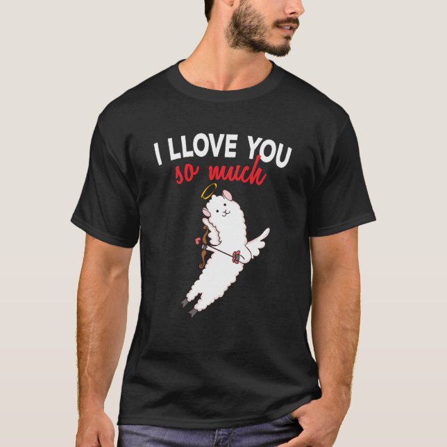 My Llama Is My Valentine Alpaca Cupid Heart Valent T-Shirt (Front)