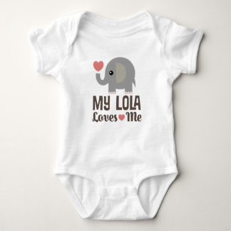 My Lola Loves Me Grandchild Elephant Baby Bodysuit