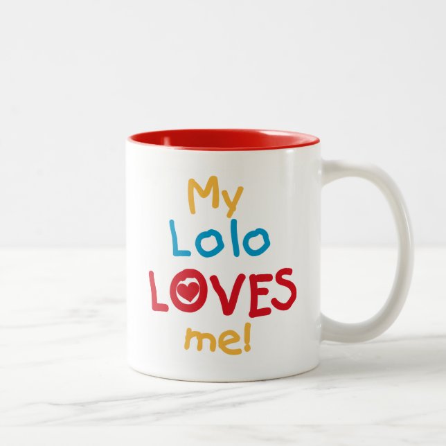 My Lolo Loves Me T-shirts and Gifts Two-Tone Coffee Mug (Right)