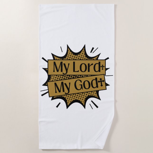 My Lord My God Biblical Cross Beach Towel (Front)