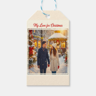 MY LOVE FOR CHRISTMAS MAN AND WOMAN SCENE TOGETHER GIFT TAGS