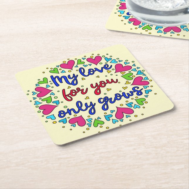 My love for you only goes square paper coaster (Angled)