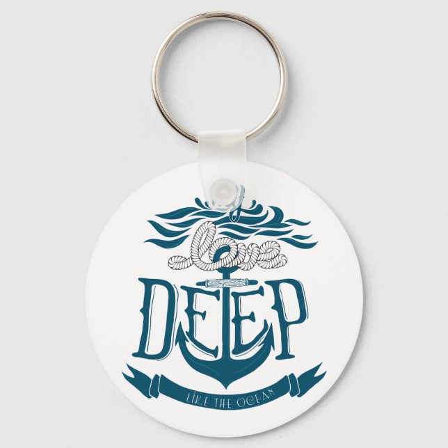 My love is deep like the ocean key ring (Front)