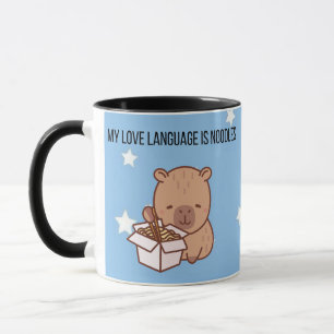 My Love Language Is Noodles   Kawaii Capybara Coff Mug