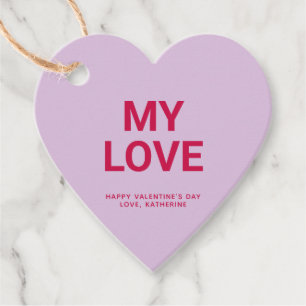 My love purple heart cute Valentine's Day custom Favour Tags