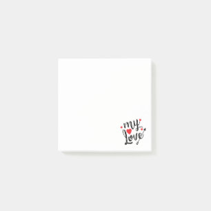 My Love Red Heart Typography - Wedding Engagement Post-it Notes