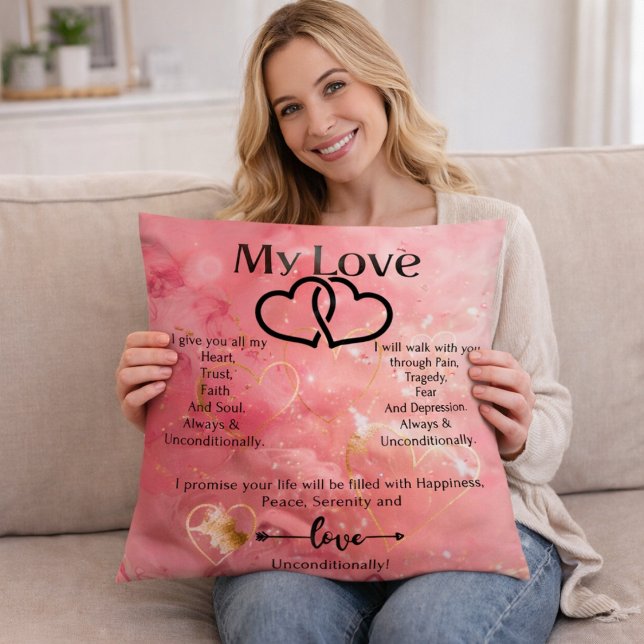 My Love Romantic Heart Quote Glittered  Cushion (Creator Uploaded)