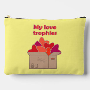 My love trophies in box full of Valentines hearts Accessory Pouch