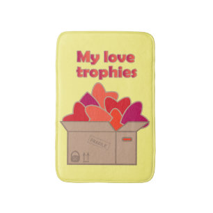 My love trophies in box full of Valentines hearts Bath Mat