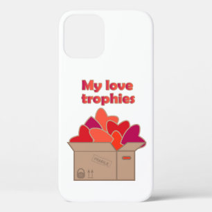 My love trophies in box full of Valentines hearts iPhone 12 Case