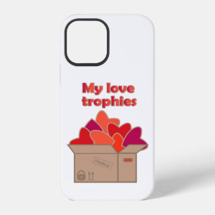 My love trophies in box full of Valentines hearts iPhone 12 Case