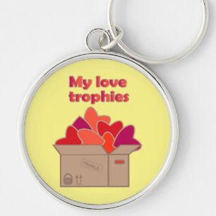 My love trophies in box full of Valentines hearts Key Ring